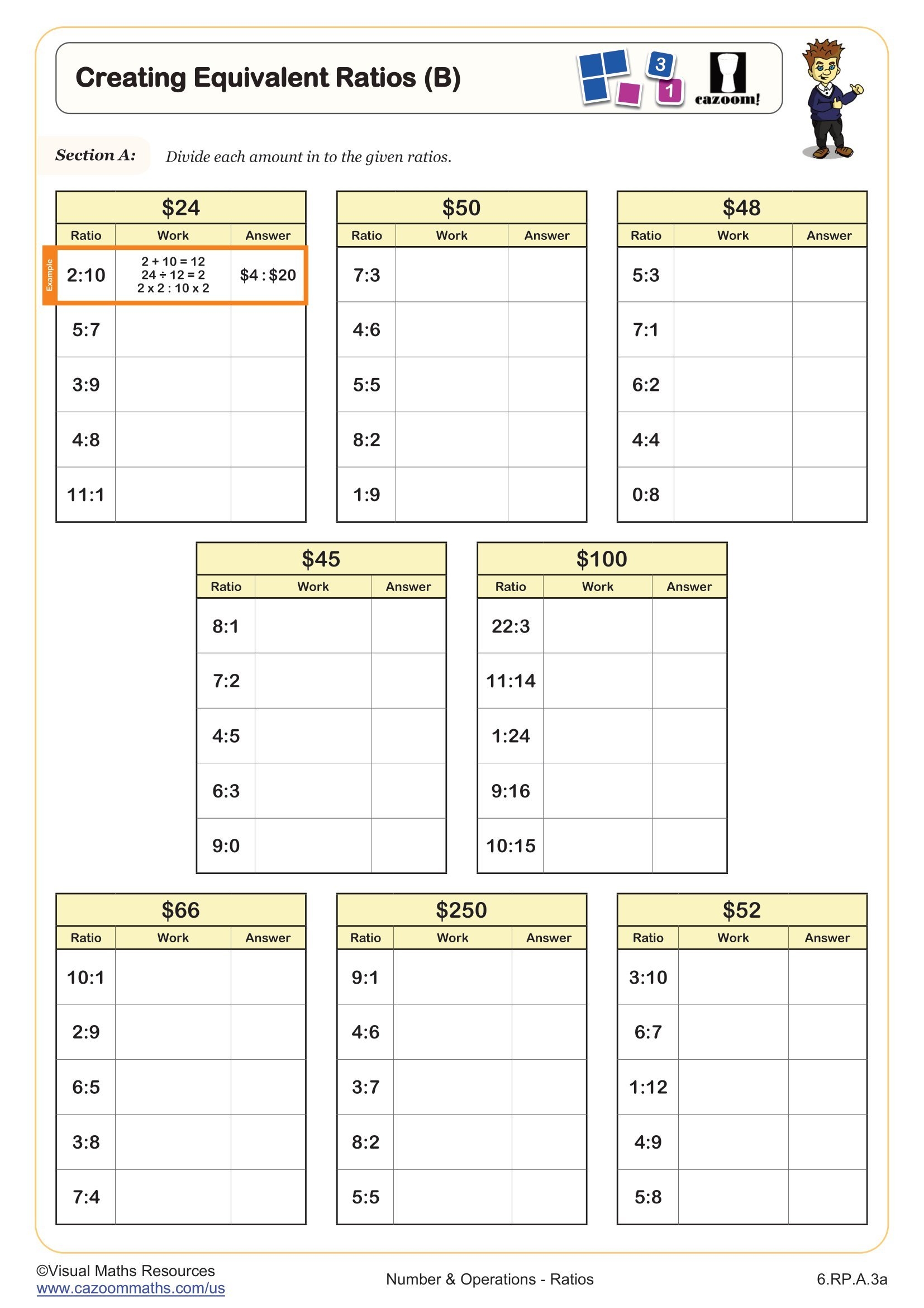 Creating Equivalent Ratios B Worksheet 6th Grade PDF Worksheets