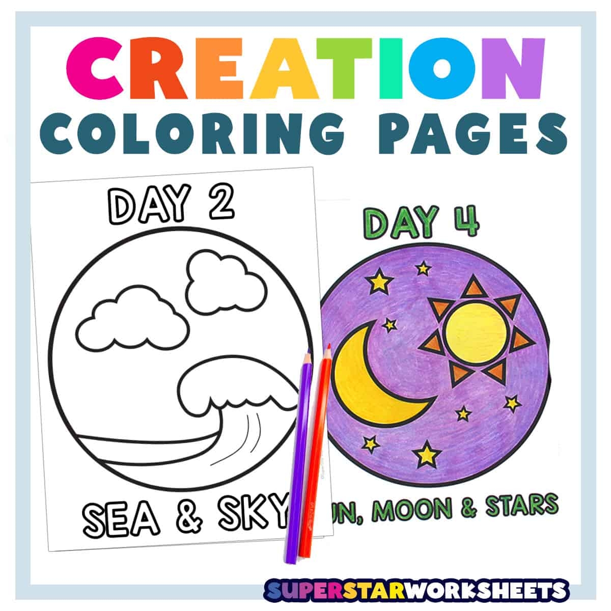 Creation Coloring Pages Free Printables Superstar Worksheets
