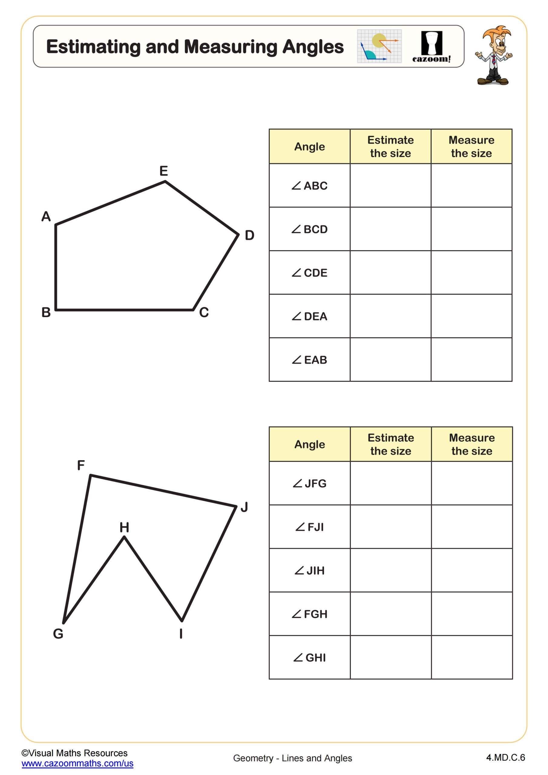 Estimating And Measuring Angles Worksheet 4th Grade PDF Worksheets