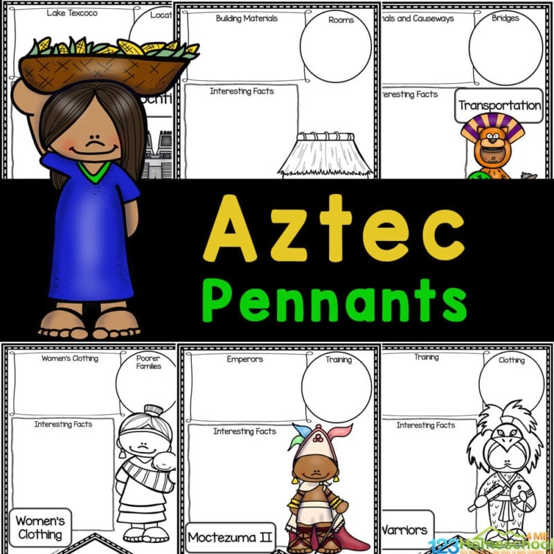 Free Aztec Printable Pennants Activity For Kids