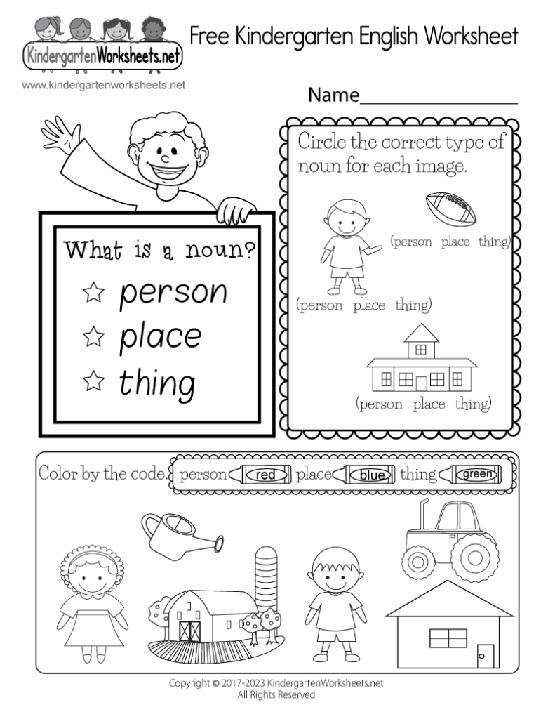 Free Printable English Worksheets For Kindergarten - Printable Worksheets