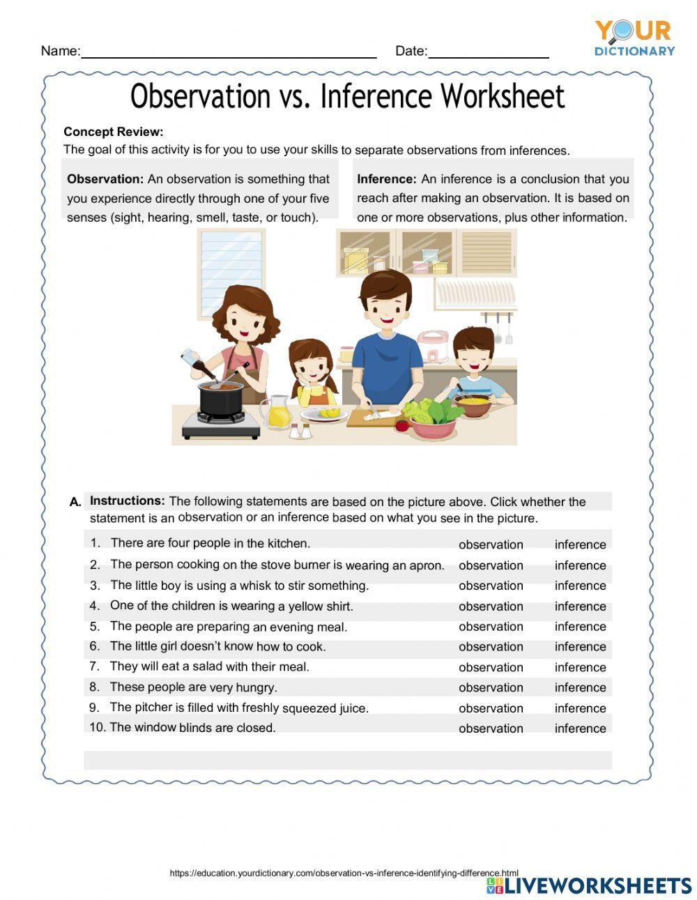 Free Observation Inference Worksheet Download Free Observation 