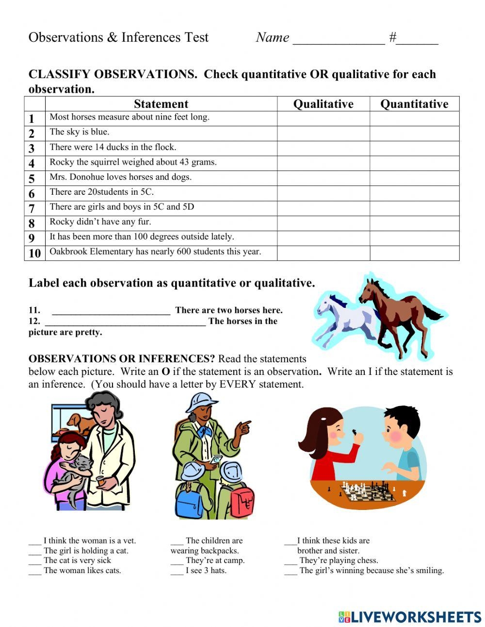 Free Observations And Inferences Worksheet Download Free