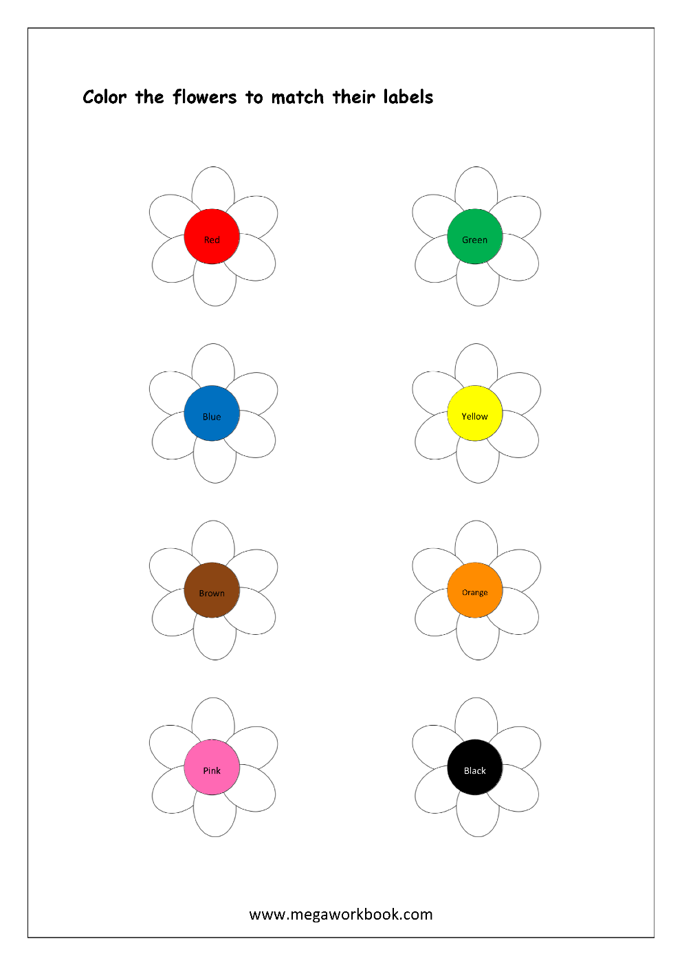 Free Printable Color Recognition Worksheets Color By Matching Worksheets Library