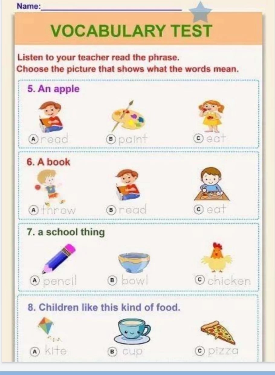 Free Printable English Worksheets For Kindergarten