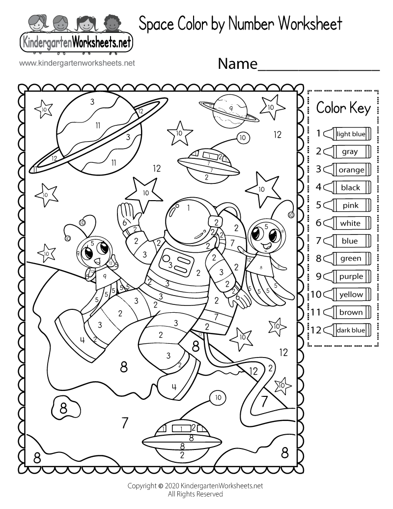 Free Printable Space Color By Number Worksheet Worksheets Library