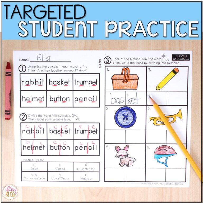 FREE Syllable Types And Syllable Division Digital U0026 Printable Activities Lead In Literacy Resources For Kindergarten 1st U0026 2nd Grade