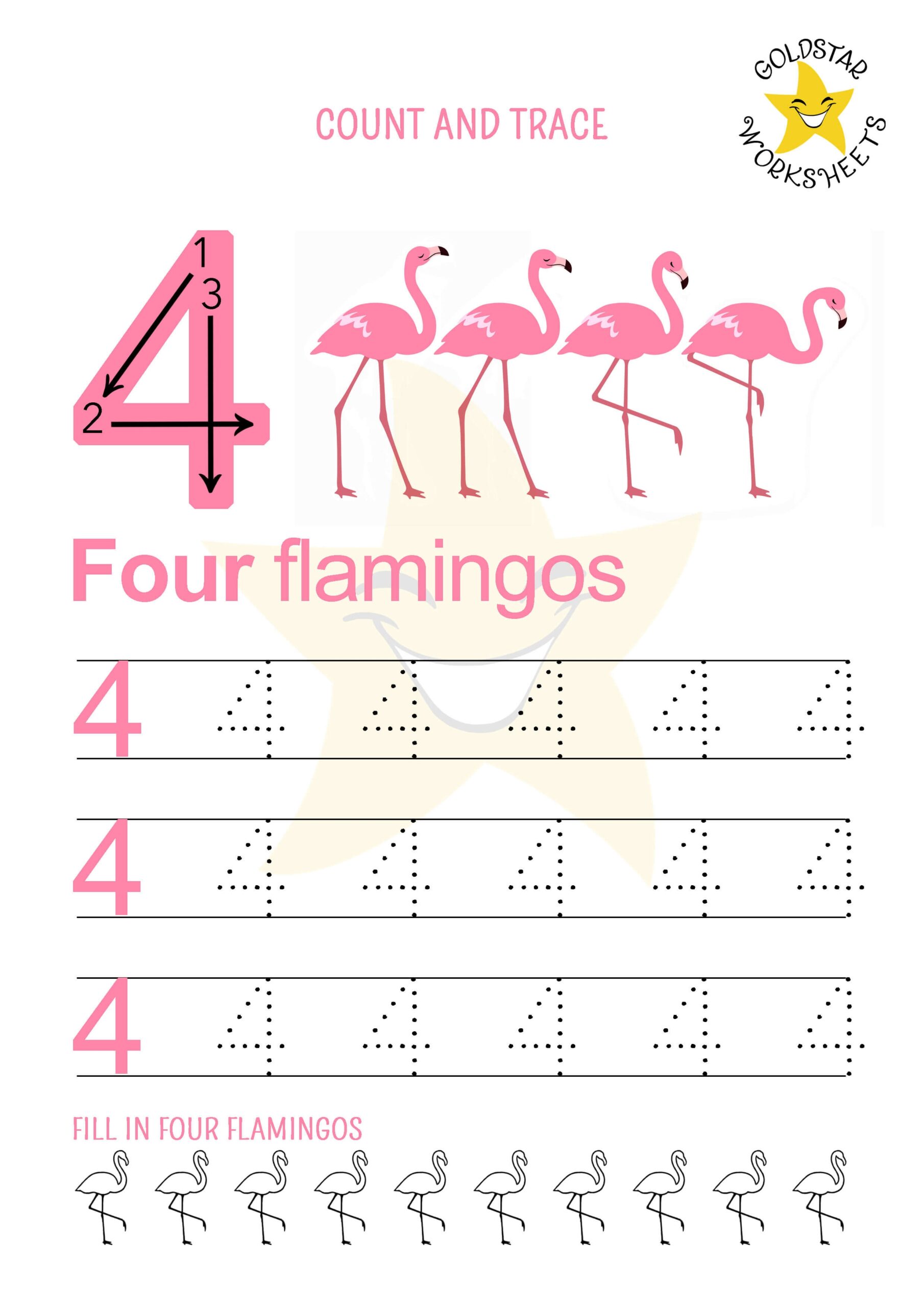 Free Printable Number 4 Tracing Worksheets