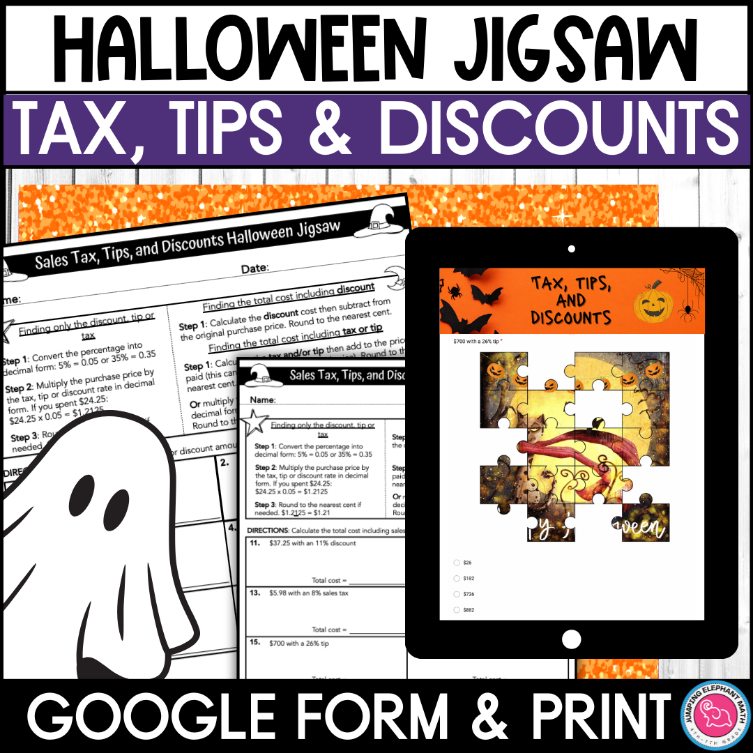 Halloween Tax Tips And Discounts Jigsaw Activity Google Form And Worksheets Made By Teachers