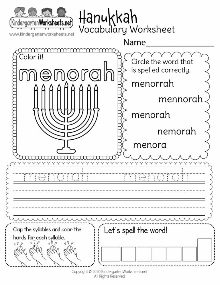 Hanukkah Vocabulary Worksheet Free Printable Digital U0026 PDF