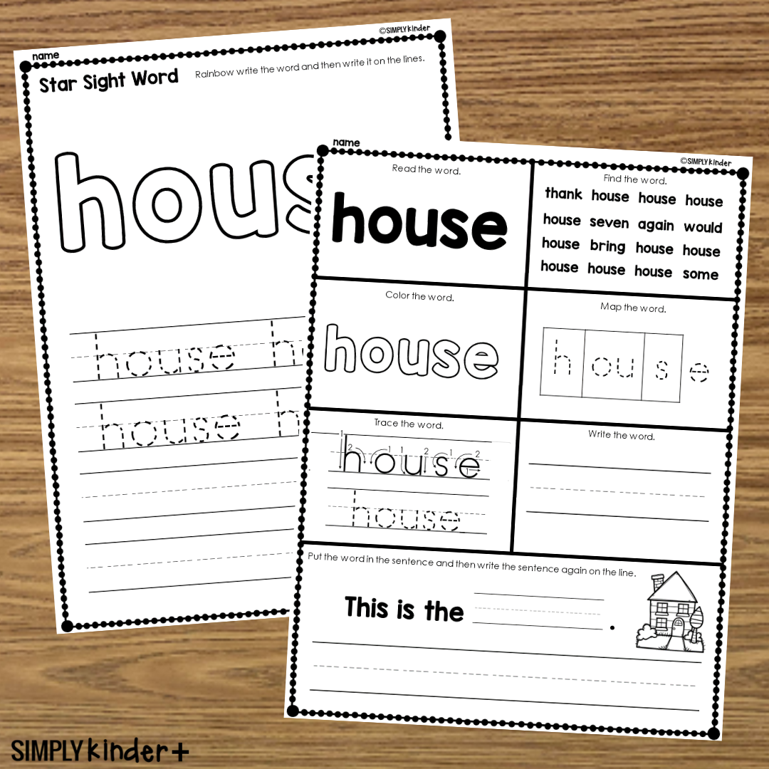 House Sight Word Printable Activities Simply Kinder Plus