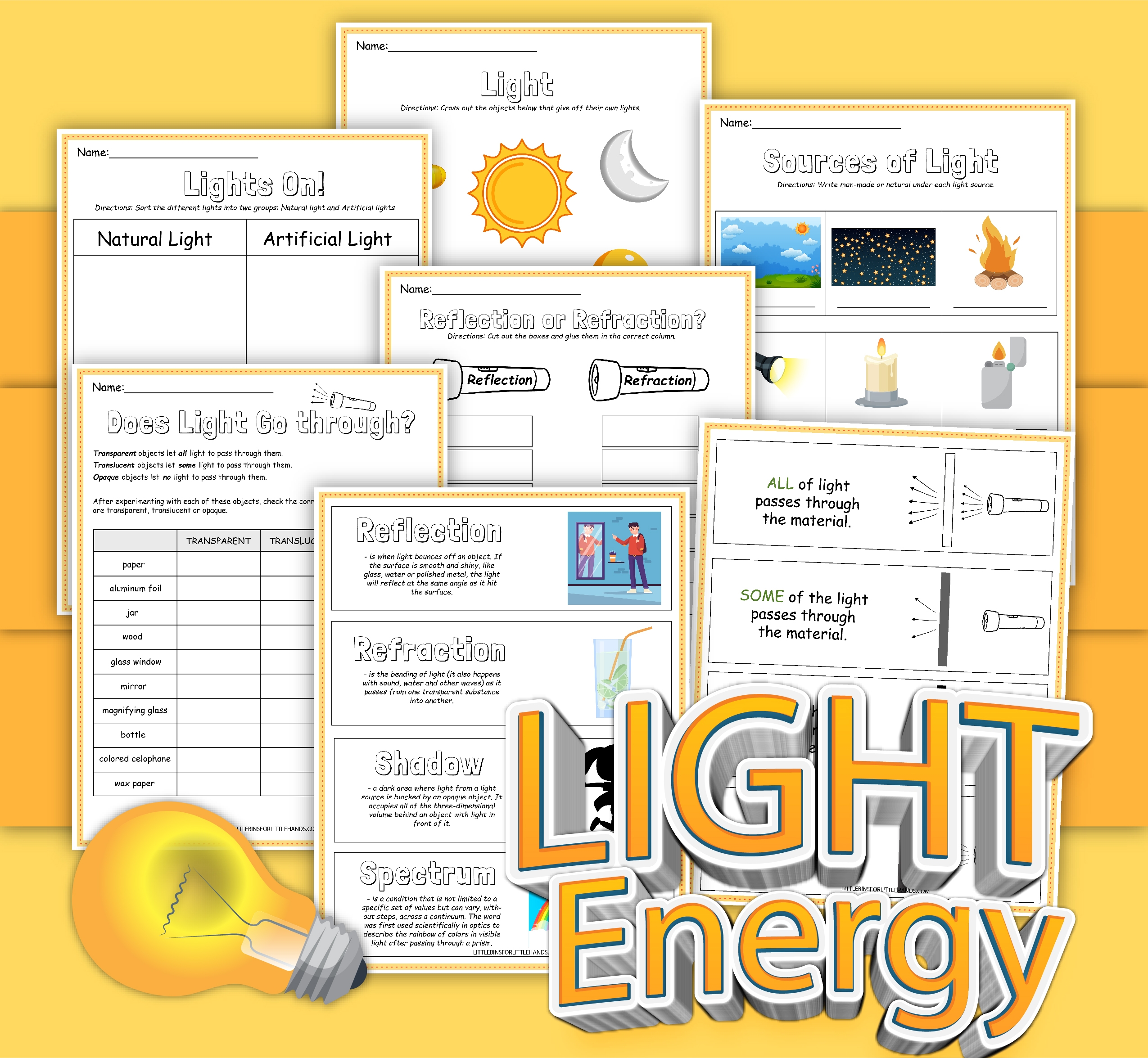 Light Experiments For Kids Free Light Worksheets Little Bins 