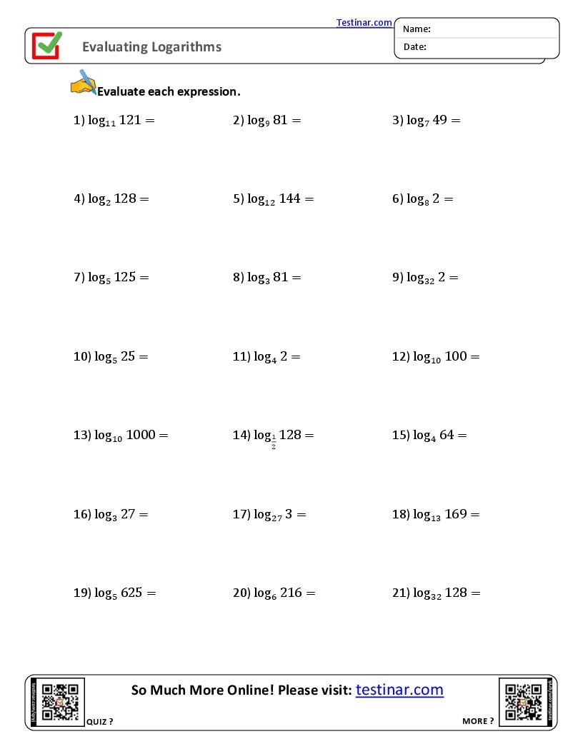 Logarithms Worksheets Worksheets Library