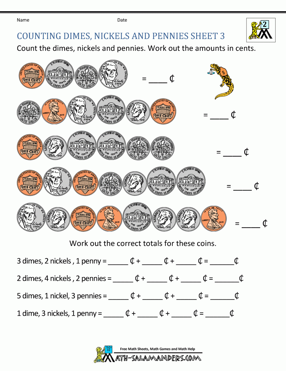 Free Money Worksheets Printable
