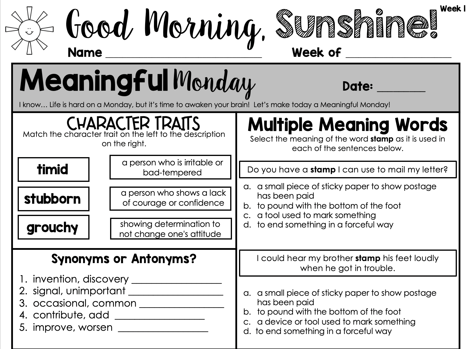 Morning Work That Works Free Download The Literacy Loft