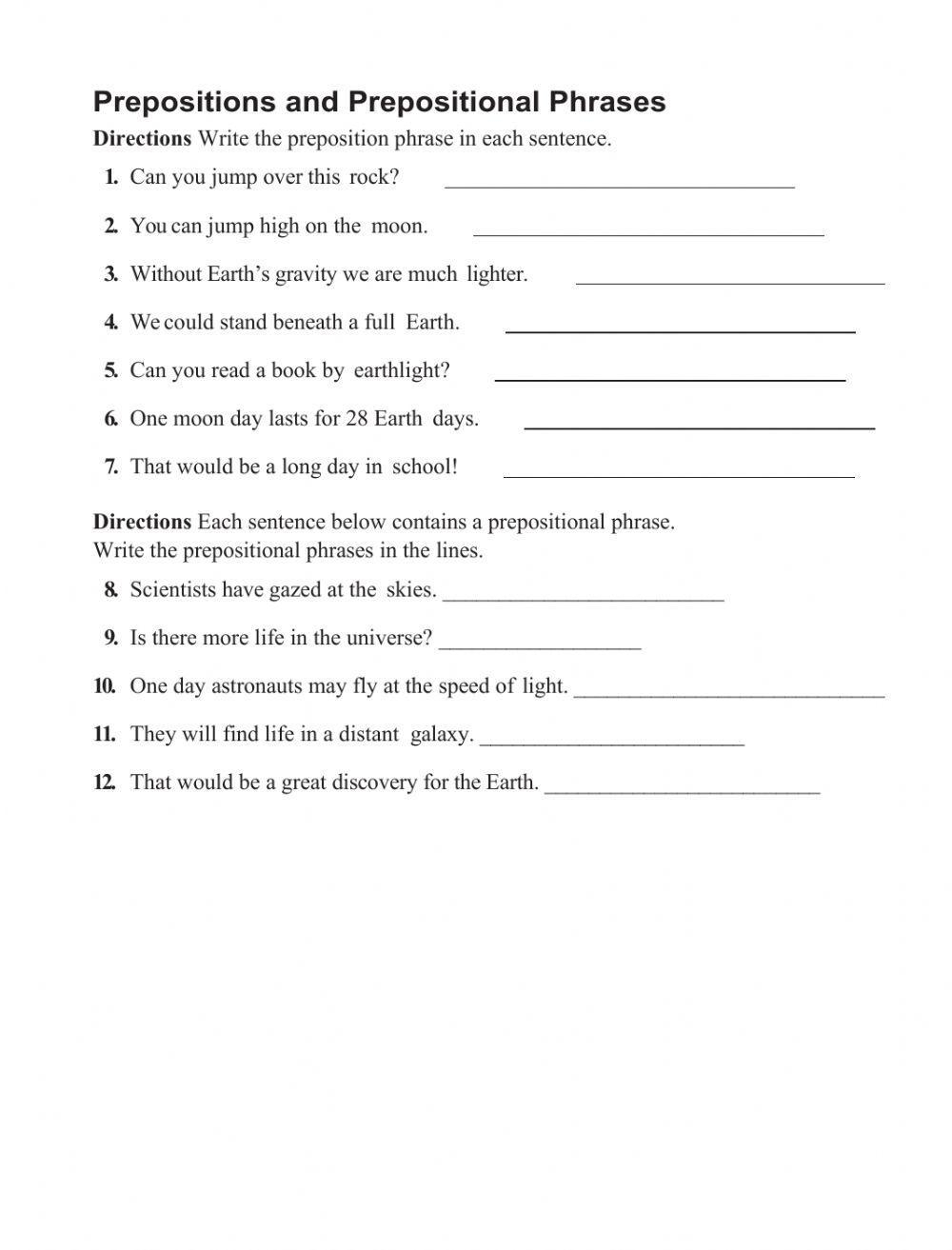 Prepositions And Prepositional Phrases Worksheet Live Worksheets Worksheets Library