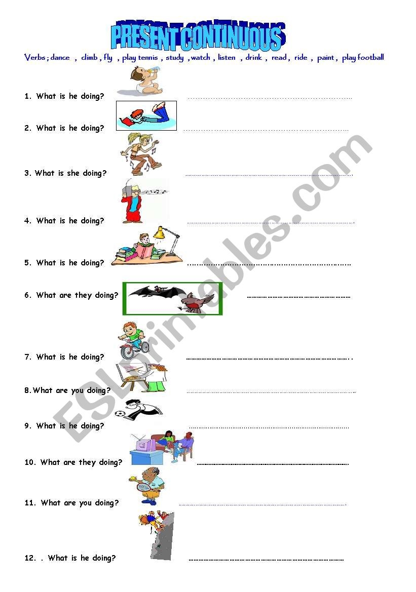 Present Continuous Worksheet ESL Worksheet By Daylight28 