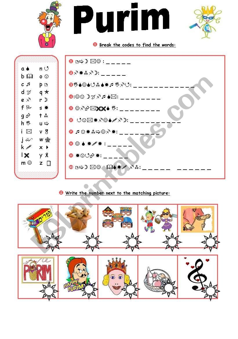 Purim Worksheet ESL Worksheet By AnnaSkigin
