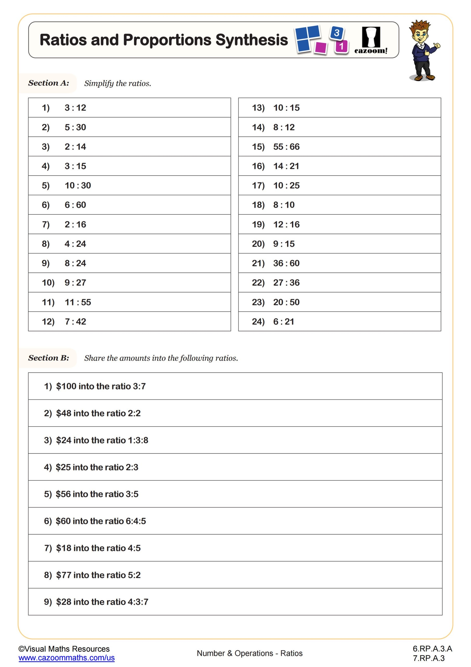 Free Printable Equivalent Ratio Worksheet