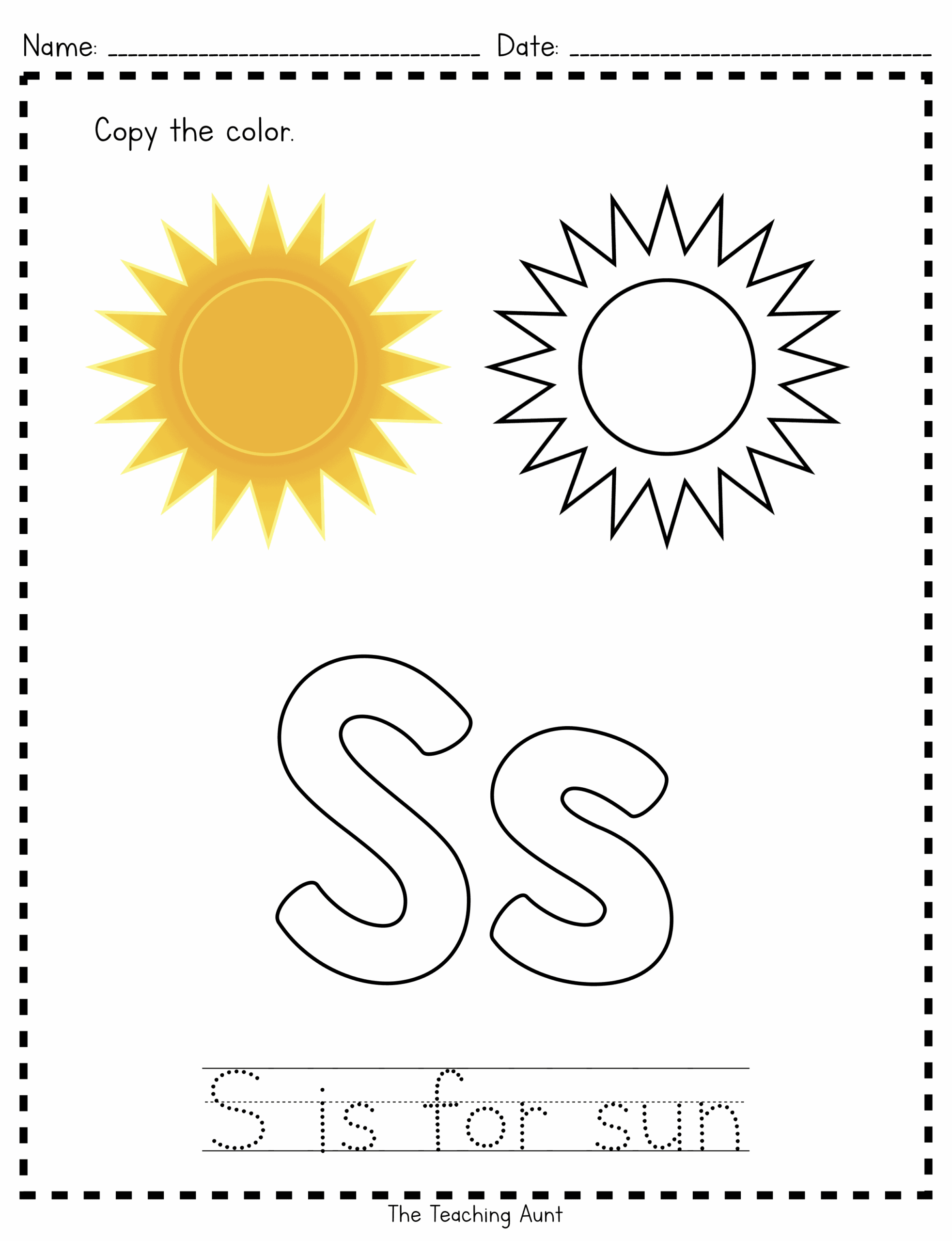 S Is For Sun Paper Pasting Activity The Teaching Aunt 