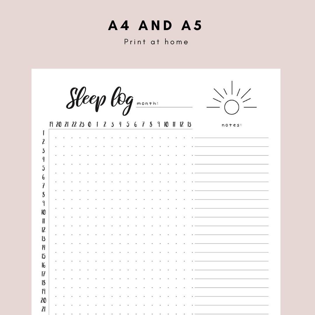 Sleep Log Printable Instant Download PDF Sleep Tracker A4 And A5 Printable Daily Sleep Diary Etsy Sweden