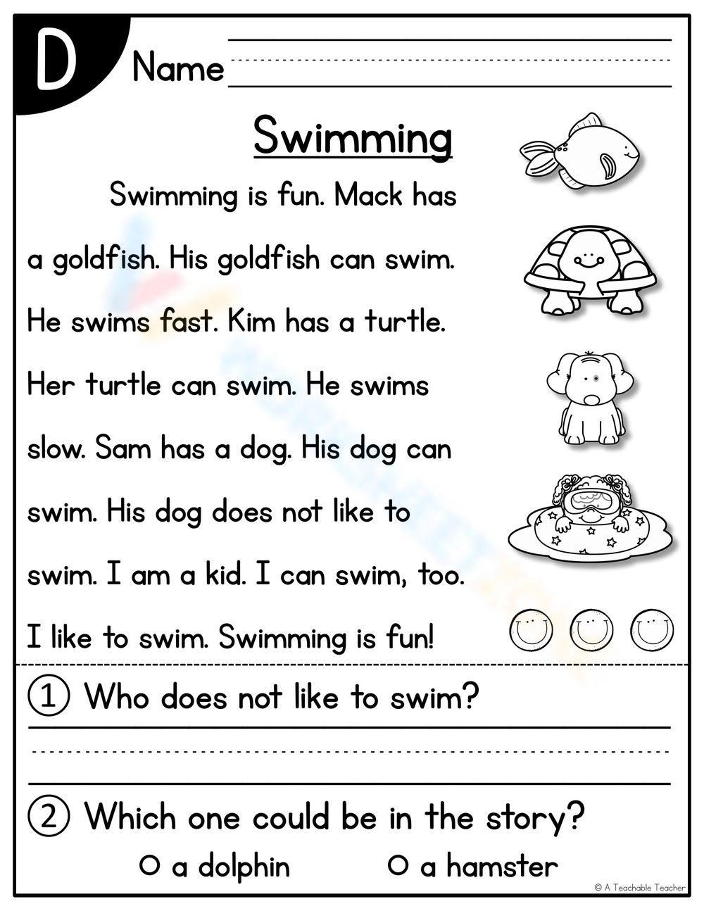 Free Printable Swimming Worksheets
