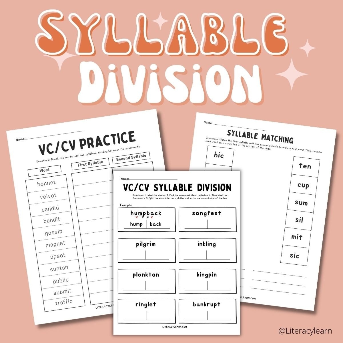 Syllable Division Practice With VCCV Words 3 Free PDFs Literacy Learn