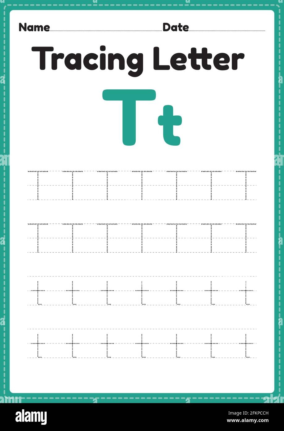Tracing Letter T Alphabet Worksheet For Kindergarten And Preschool Kids For Handwriting Practice And Educational Activities In A Printable Page Illust Stock Vector Image U0026 Art Alamy