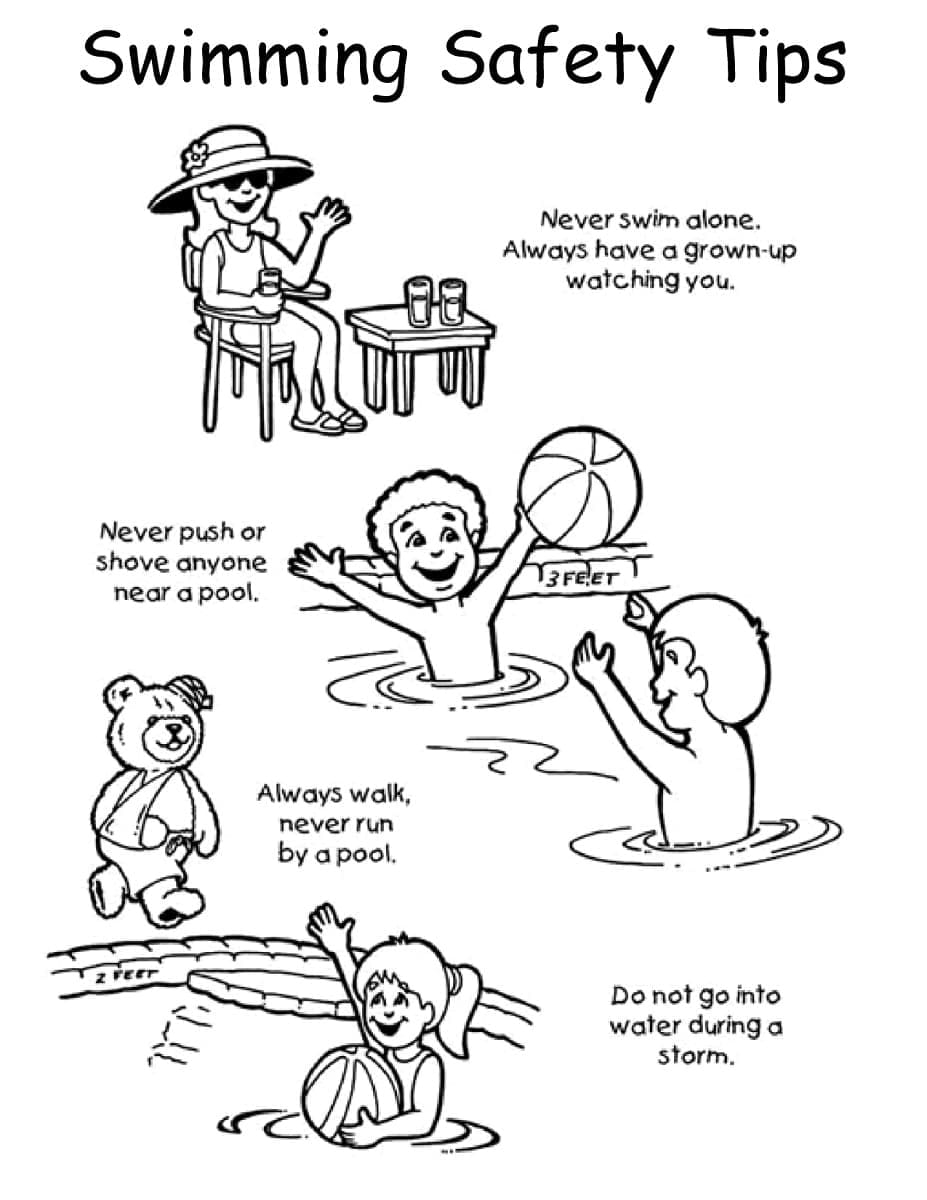 Water Safety Swimming Safety Tips Coloring Page Download Print Or Color Online For Free