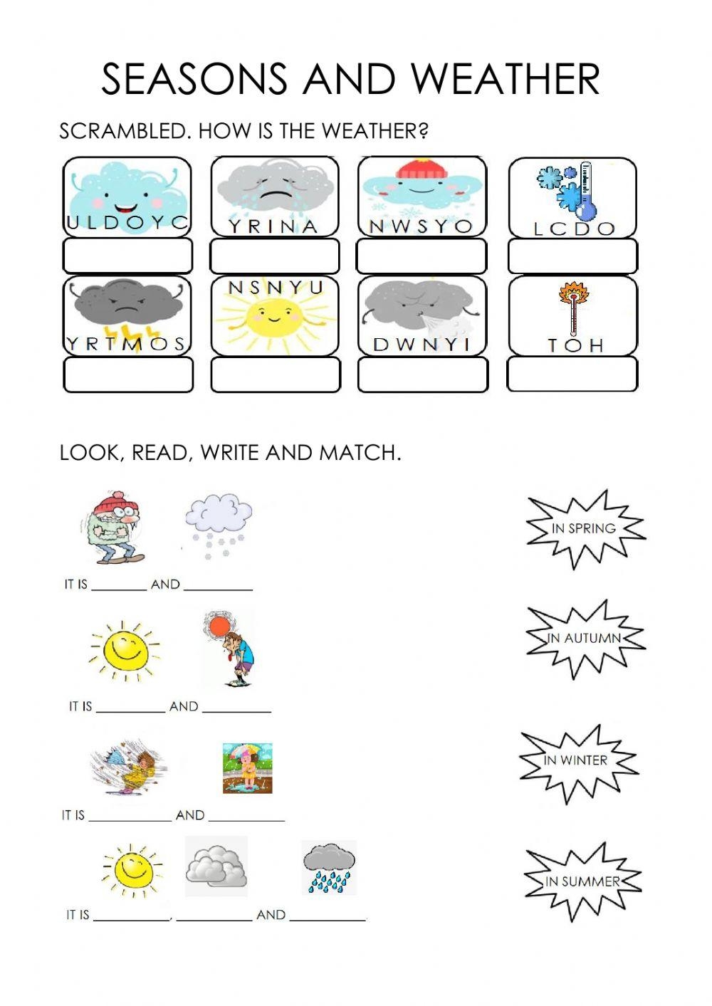 Weather And Seasons Activity For FIRST GRADE Live Worksheets Worksheets Library