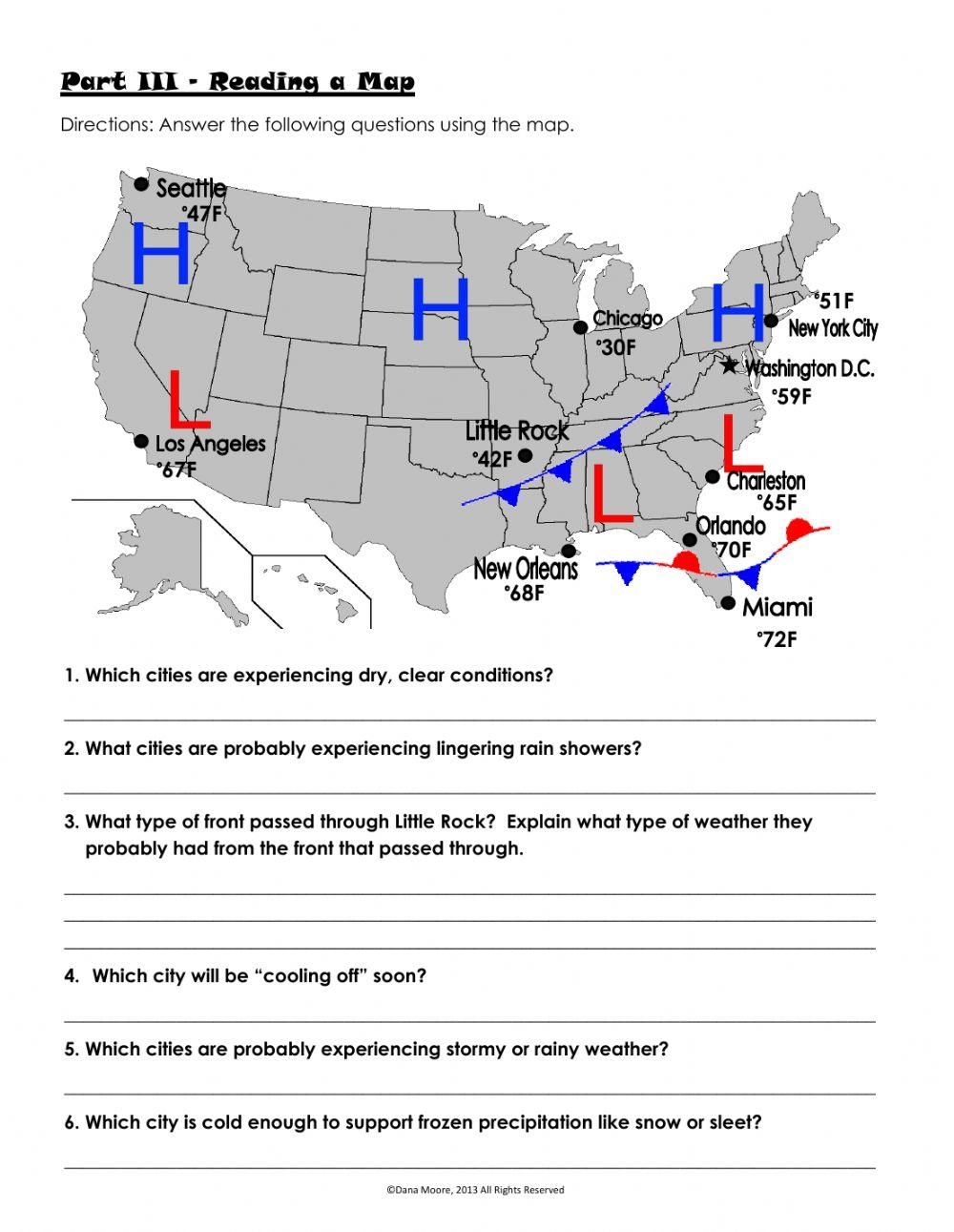 Weather Fronts Weather Map Online Exercise For Live Worksheets Worksheets Library